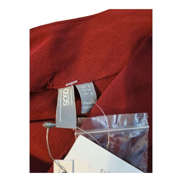 Asos Size 2 Dark Red Short Sleeve Romper - Picture 2 of 8